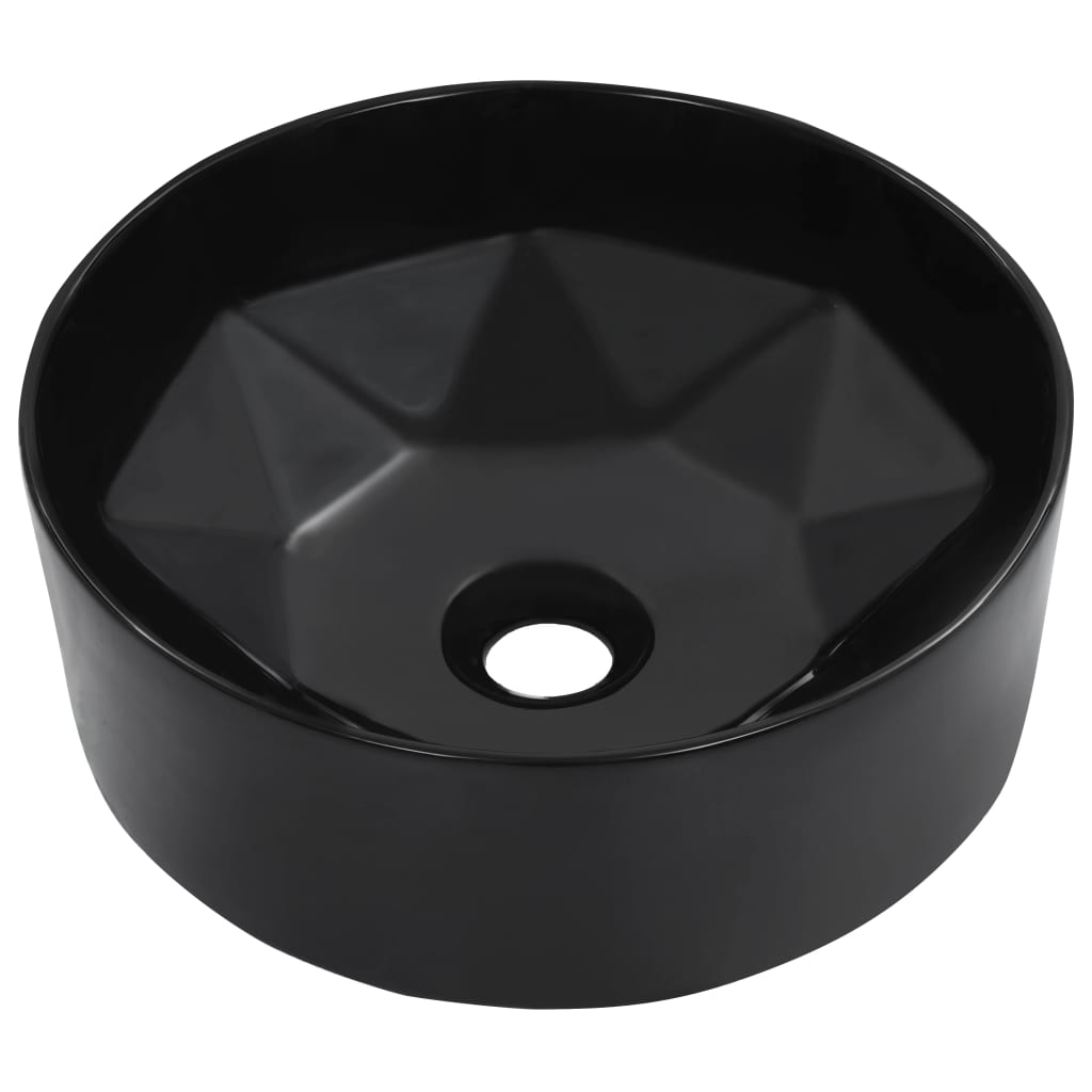 Bathroom sink, black, 36 x 14 cm, ceramic