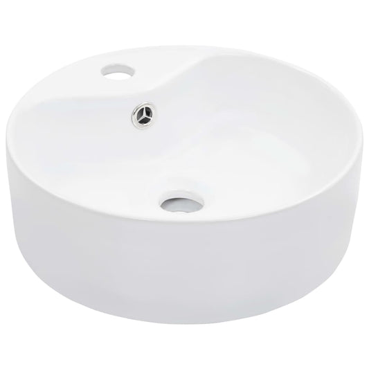 Sink with overflow, white, 36x13 cm, ceramic