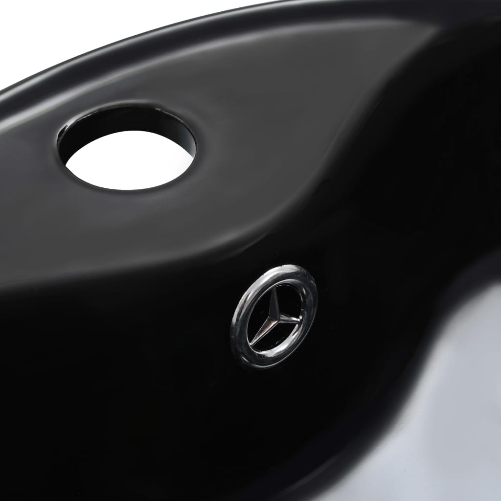 Sink with overflow, black, 36x13 cm, ceramic