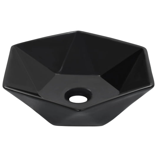 Bathroom sink, black, 41 x 36.5 x 12 cm, ceramic