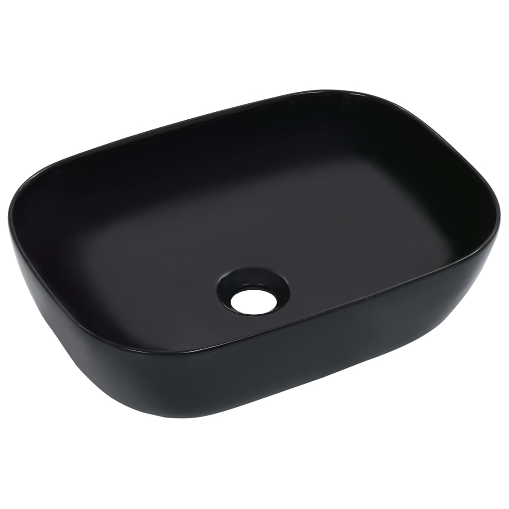 Bathroom sink, black, 45.5 x 32 x 13 cm, ceramic