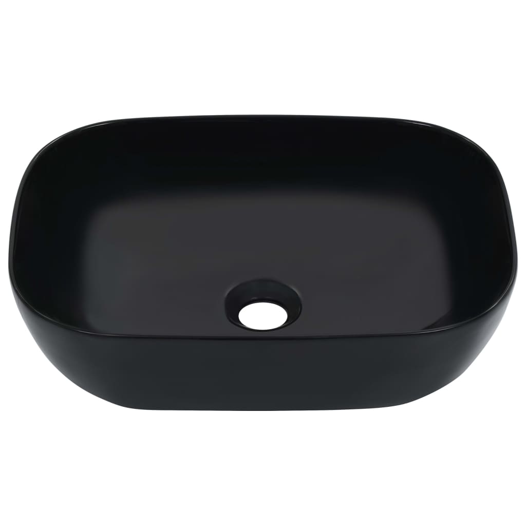 Bathroom sink, black, 45.5 x 32 x 13 cm, ceramic