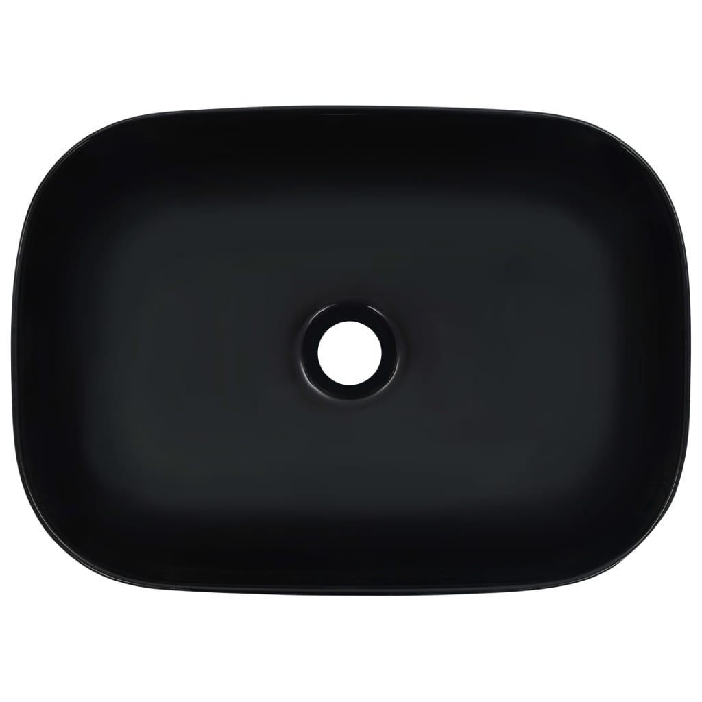 Bathroom sink, black, 45.5 x 32 x 13 cm, ceramic