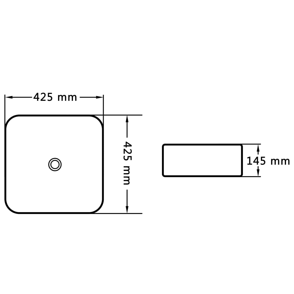 Bathroom sink, black, 42.5x42.5x14.5 cm, ceramic