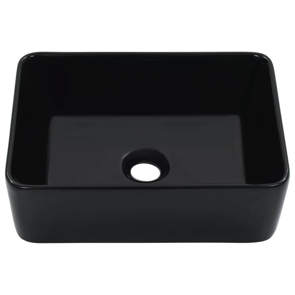 Bathroom sink, black, 40 x 30 x 13 cm, ceramic