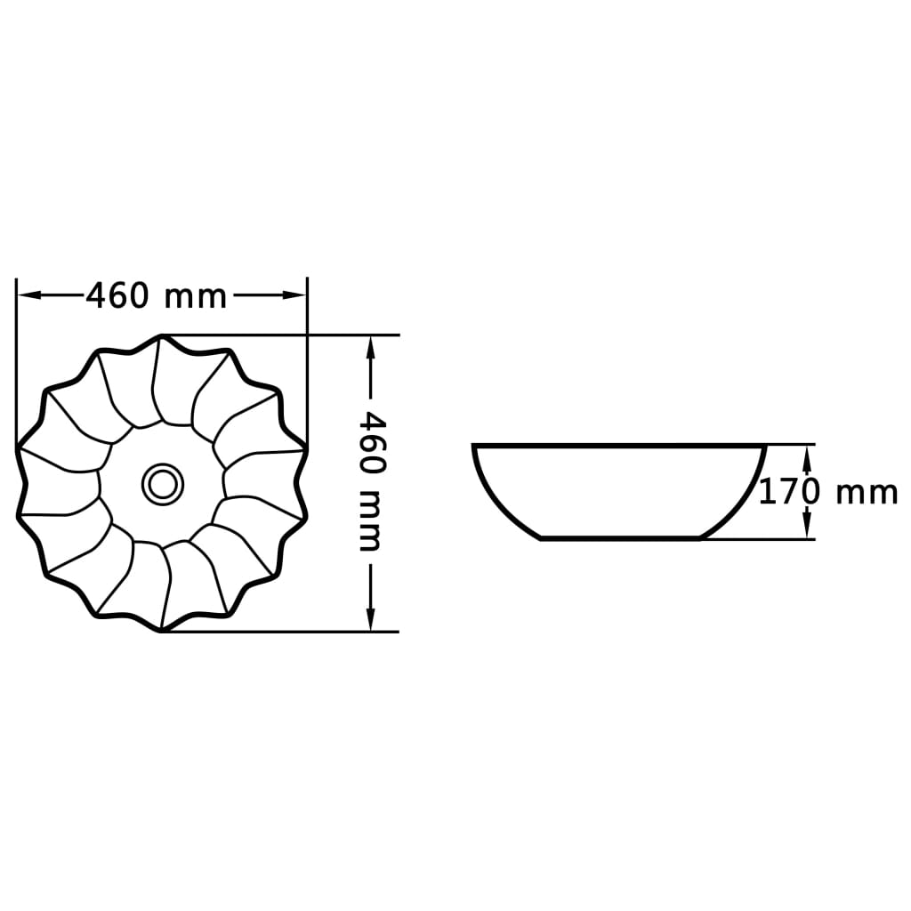 Bathroom sink, white, 46 x 17 cm, ceramic