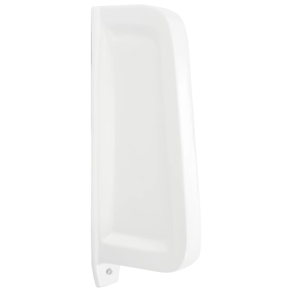 White ceramic wall-mounted urinal protection screen