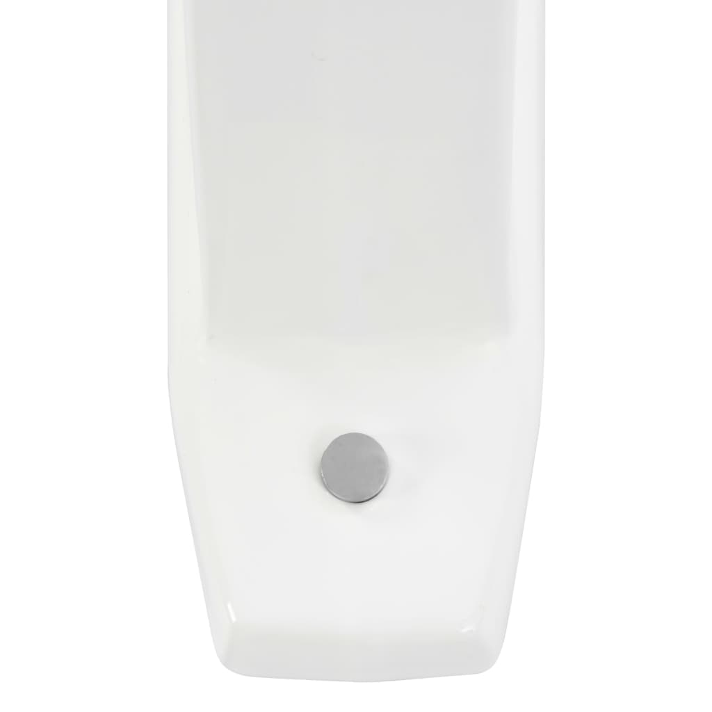 White ceramic wall-mounted urinal protection screen