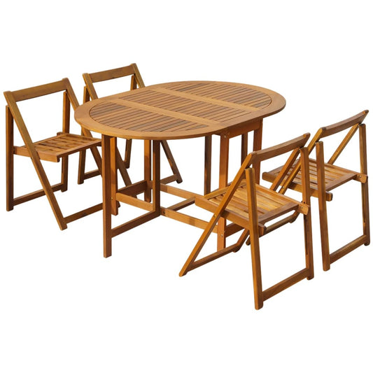 5-piece folding outdoor furniture set, solid acacia wood