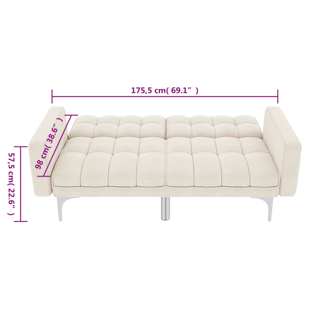 Sofa bed, cream, fabric