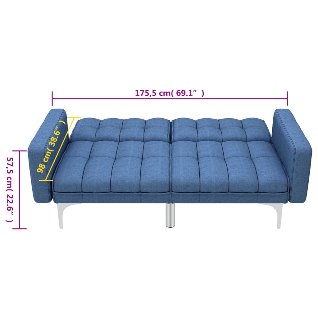 Sofa bed, blue, textile