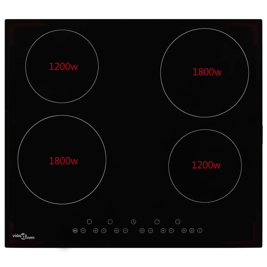 Plită ceramică cu 4 arzătoare, control tactil, 6000 W