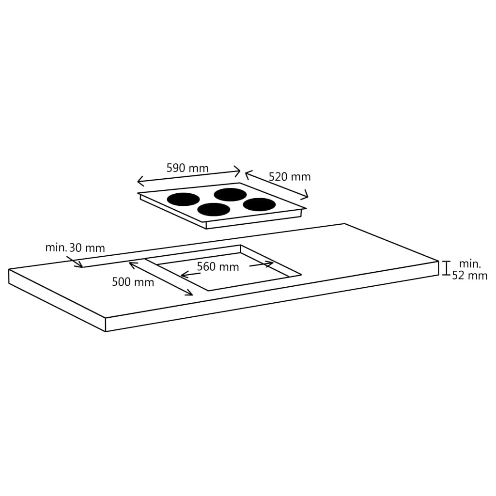 4-burner ceramic hob, touch control, 6000 W