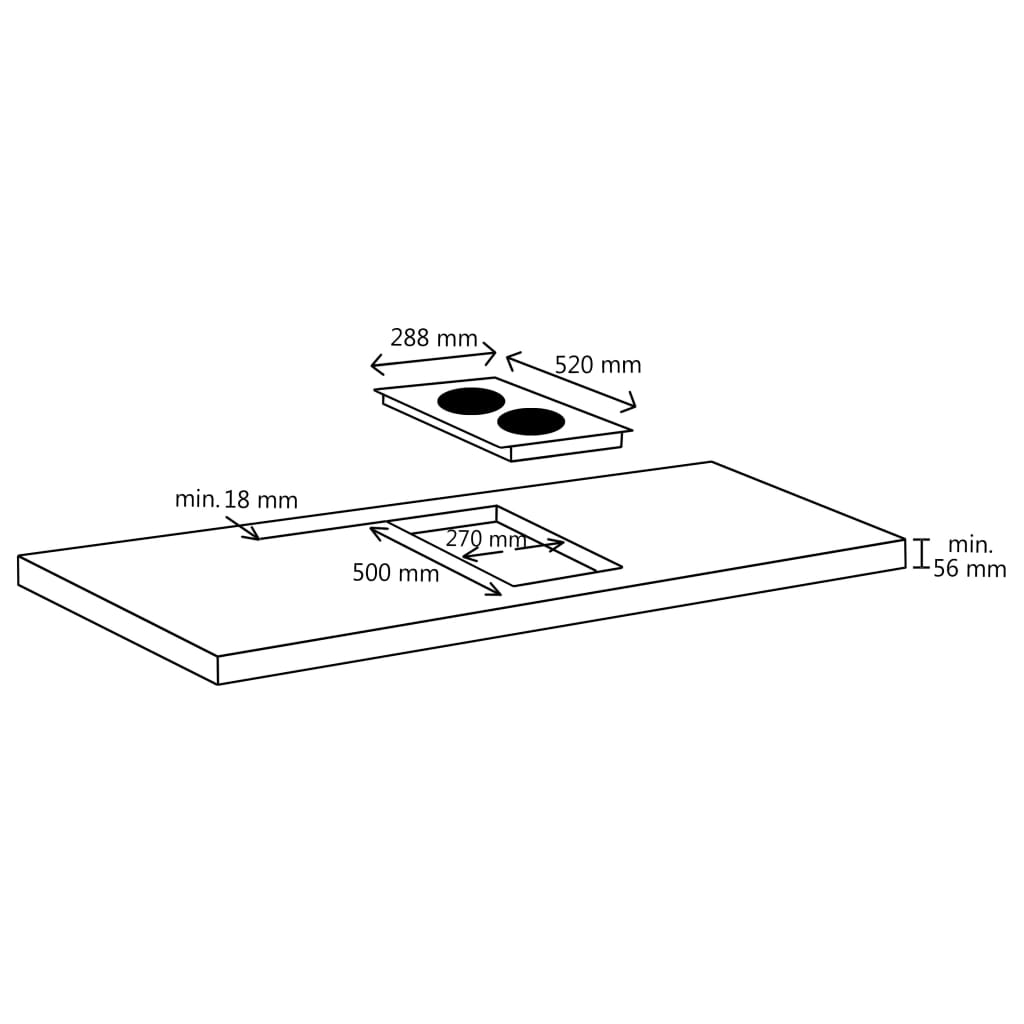 2-burner induction hob, touch control, glass 3500 W