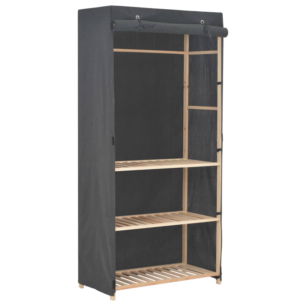 Wardrobe with 3 shelves, gray, 79 x 40 x 170 cm, fabric