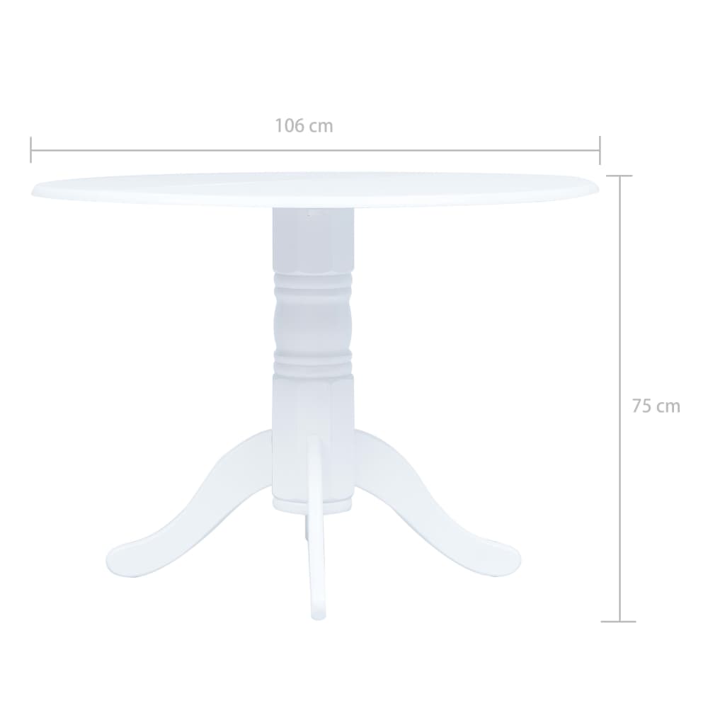 Kitchen table, white, 106 cm, solid rubber wood