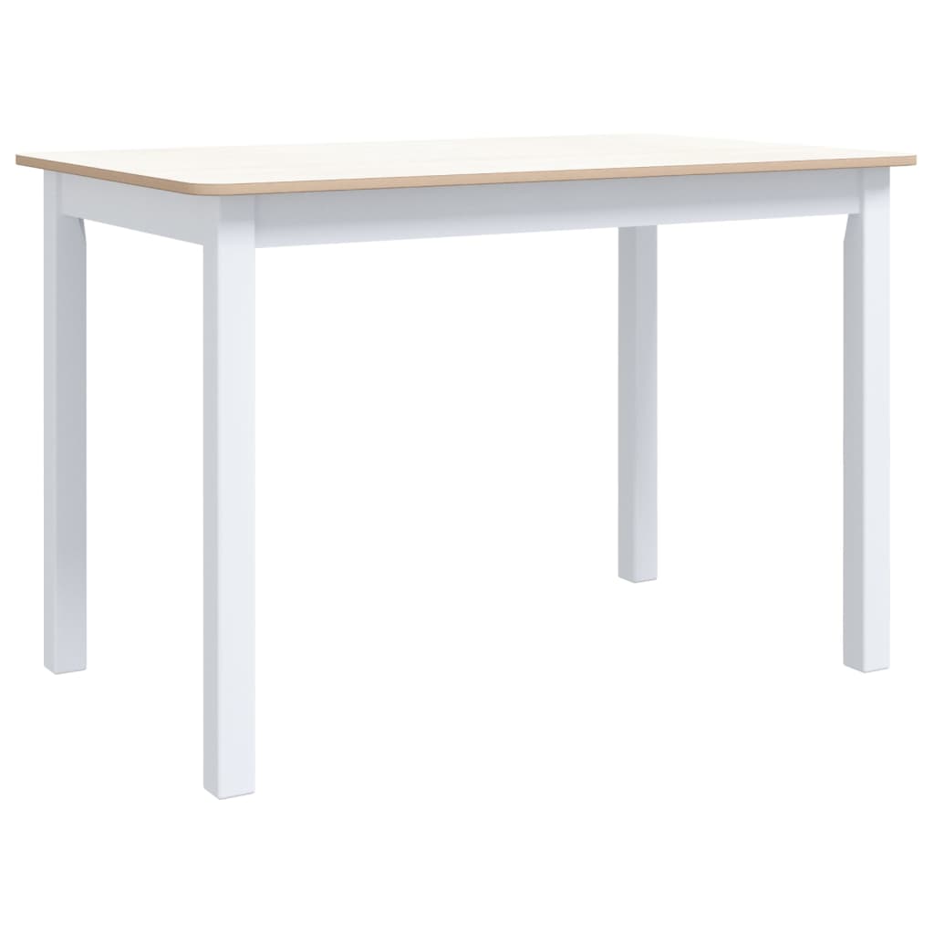 White and brown kitchen table 114x71x75 cm solid rubber wood