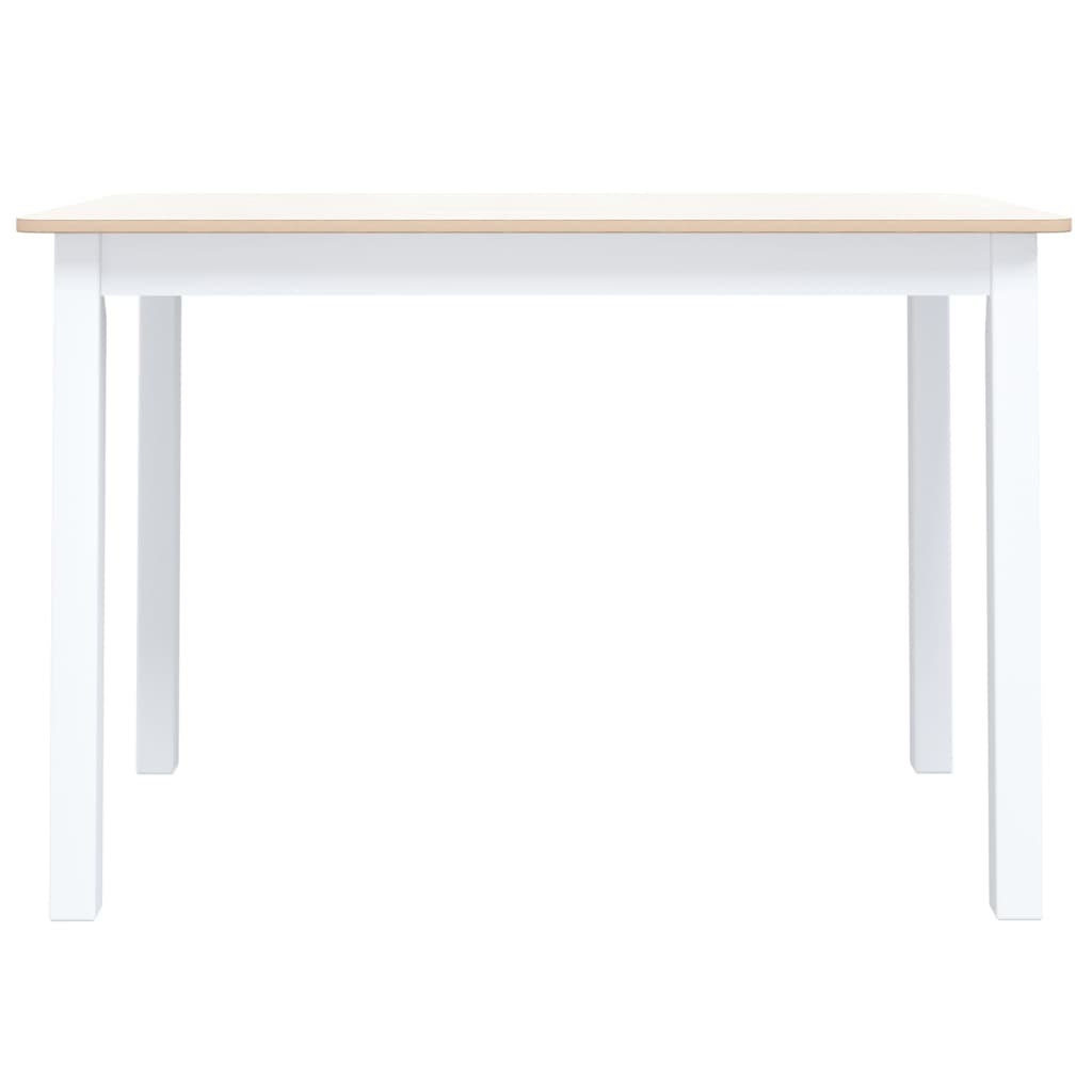 White and brown kitchen table 114x71x75 cm solid rubber wood