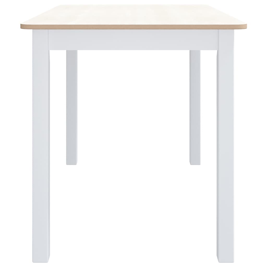 White and brown kitchen table 114x71x75 cm solid rubber wood