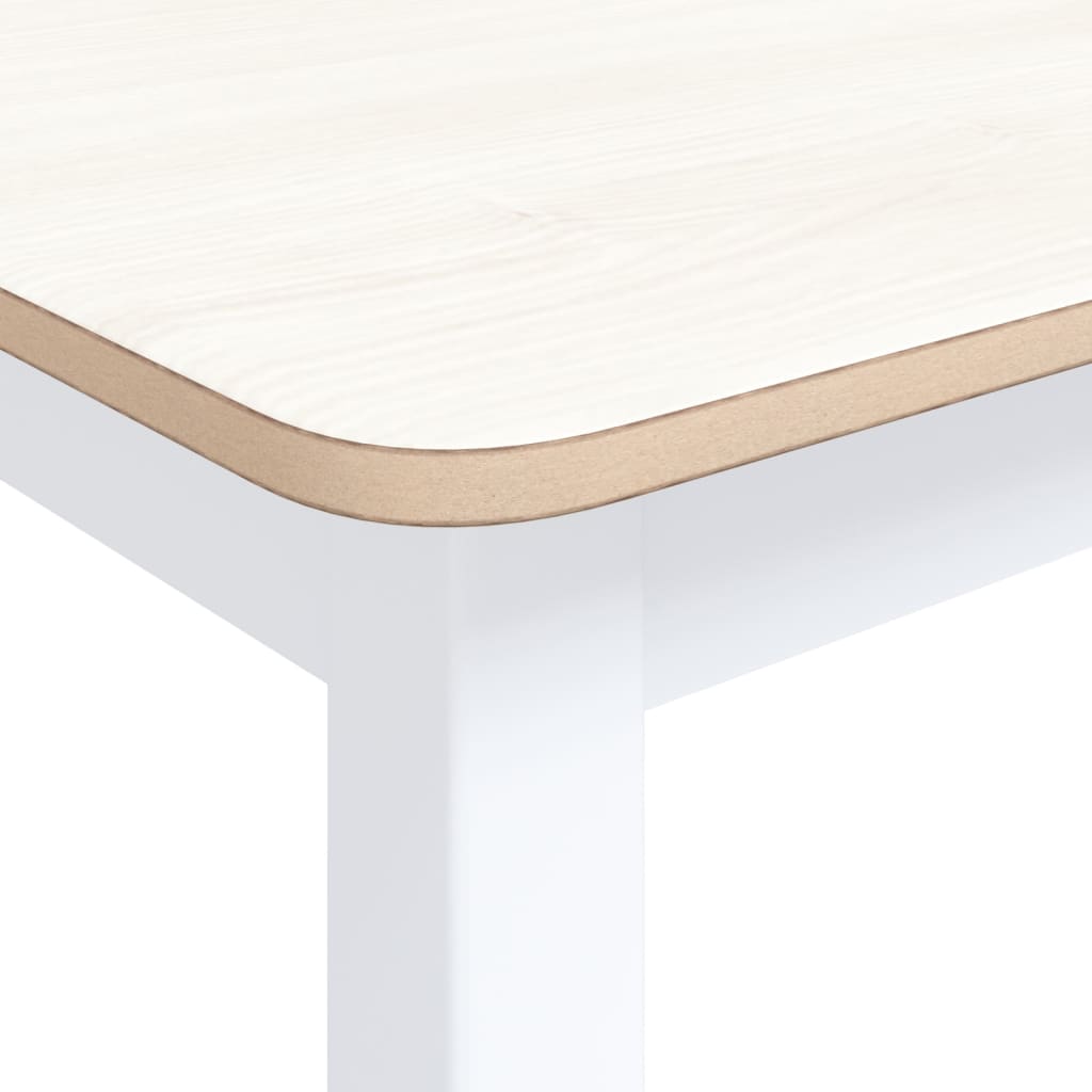 White and brown kitchen table 114x71x75 cm solid rubber wood