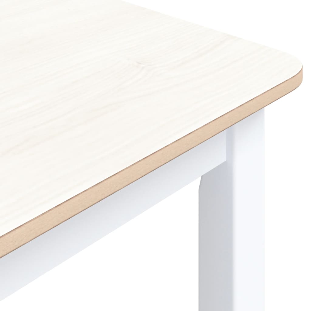 White and brown kitchen table 114x71x75 cm solid rubber wood