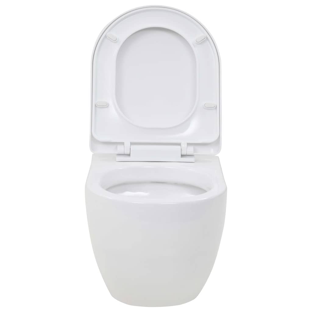 Wall-hung toilet with concealed cistern, white, ceramic