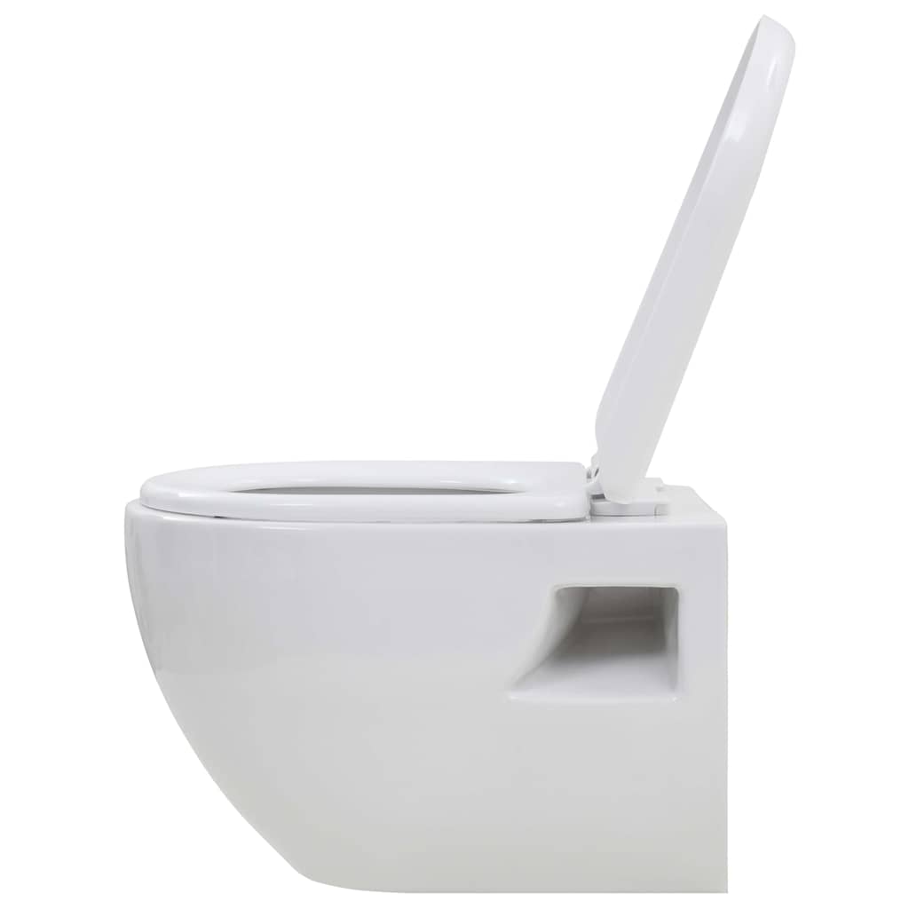 Wall-hung toilet with concealed cistern, white, ceramic