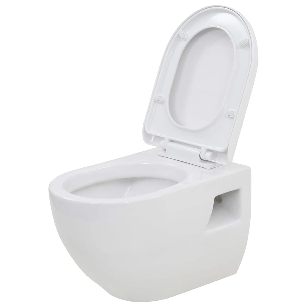 Wall-hung toilet with concealed cistern, white, ceramic