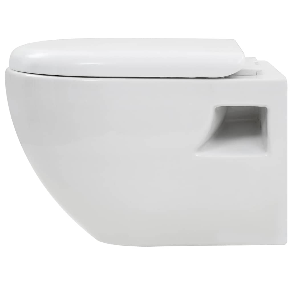 Wall-hung toilet with concealed cistern, white, ceramic