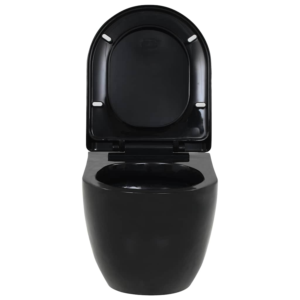 Wall-hung toilet with concealed cistern, black, ceramic