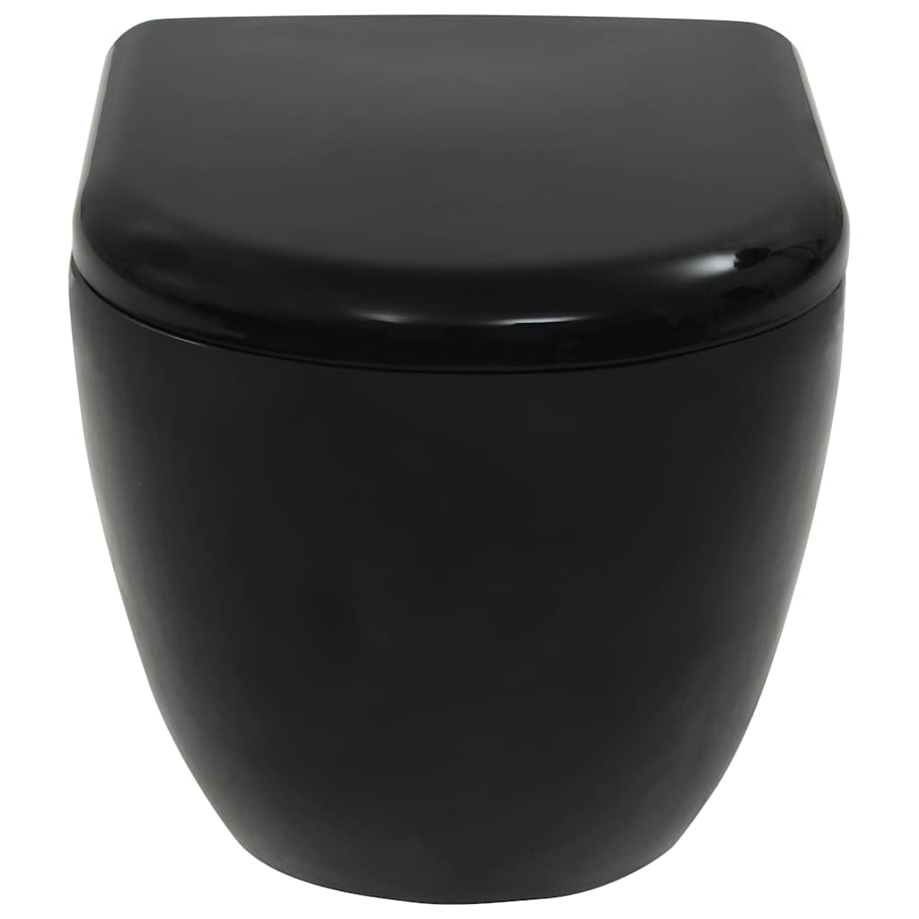 Wall-hung toilet with concealed cistern, black, ceramic