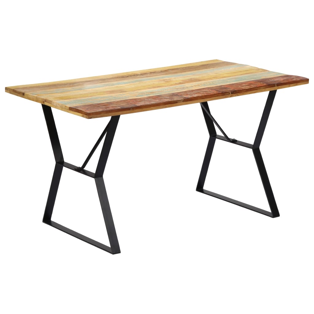 Kitchen table, 140 x 80 x 76 cm, solid recycled wood