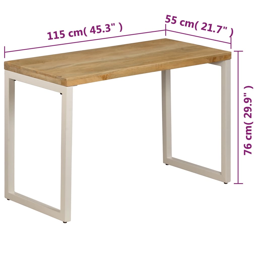 Kitchen table, 115x55x76 cm, solid mango wood and steel