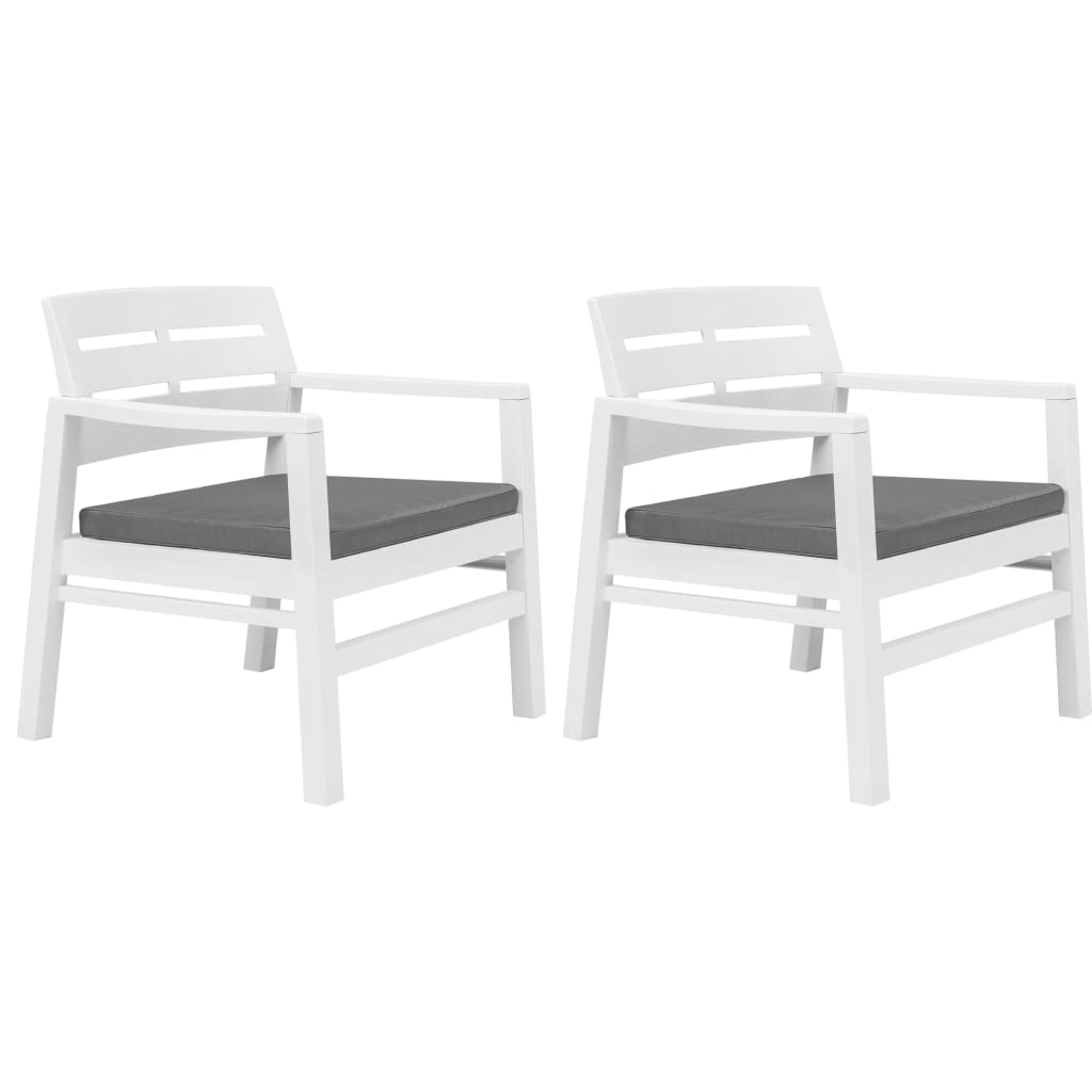 Set mobilier de grădină, 3 piese, alb, plastic