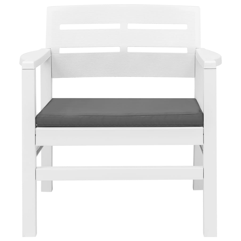 Garden furniture set, 3 pieces, white, plastic