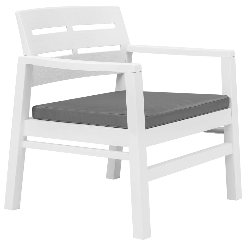 Garden furniture set, 3 pieces, white, plastic