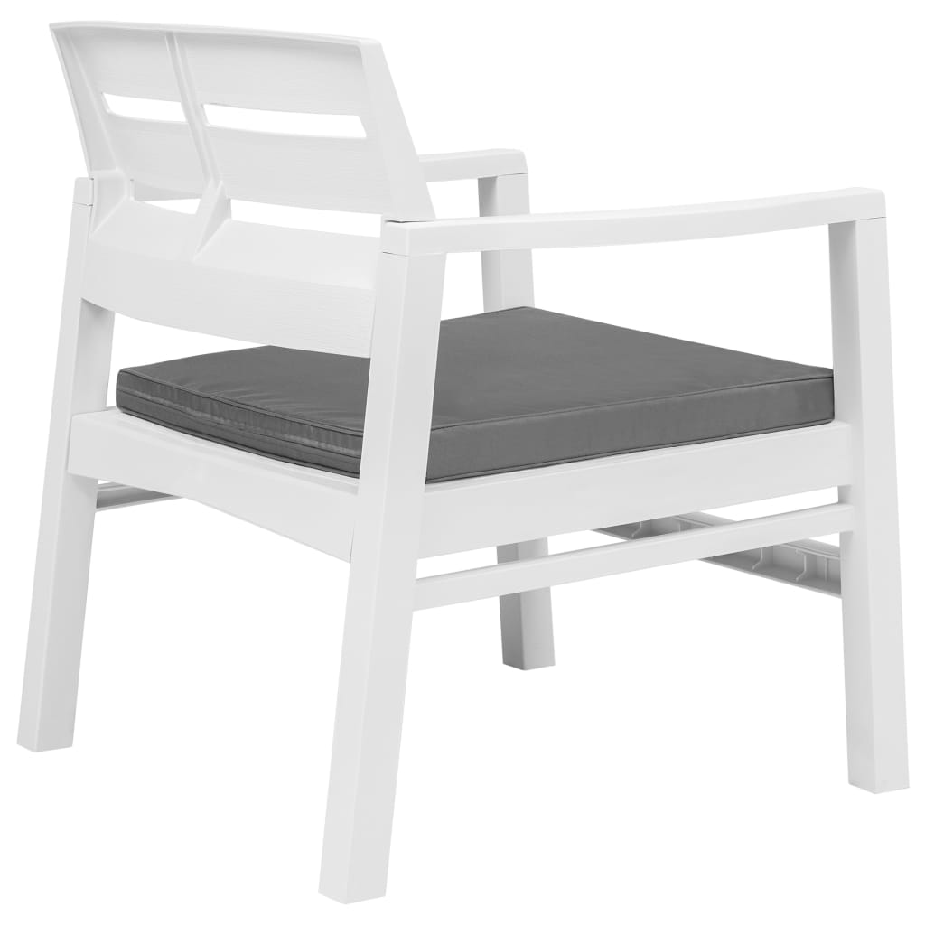 Garden furniture set, 3 pieces, white, plastic