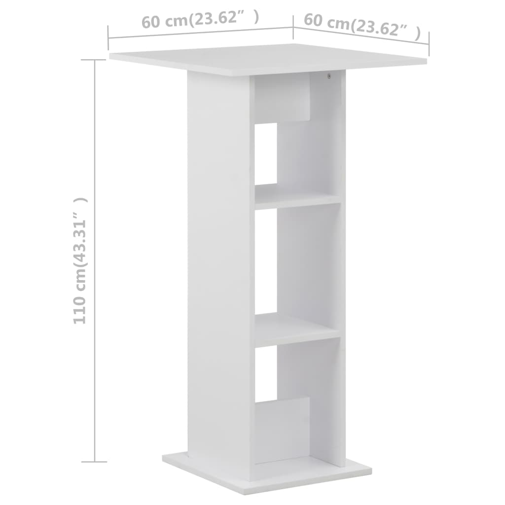 Bar table, white, 60 x 60 x 110 cm