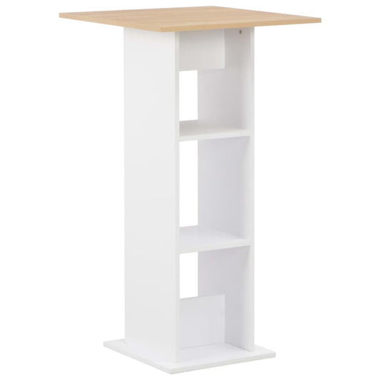 Bar table, white and sonoma oak, 60 x 60 x 110 cm