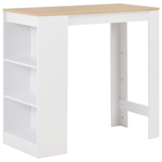 Bar table with shelf, white, 110 x 50 x 103 cm