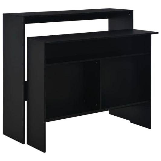 Bar table with 2 tops, black, 130x40x120 cm