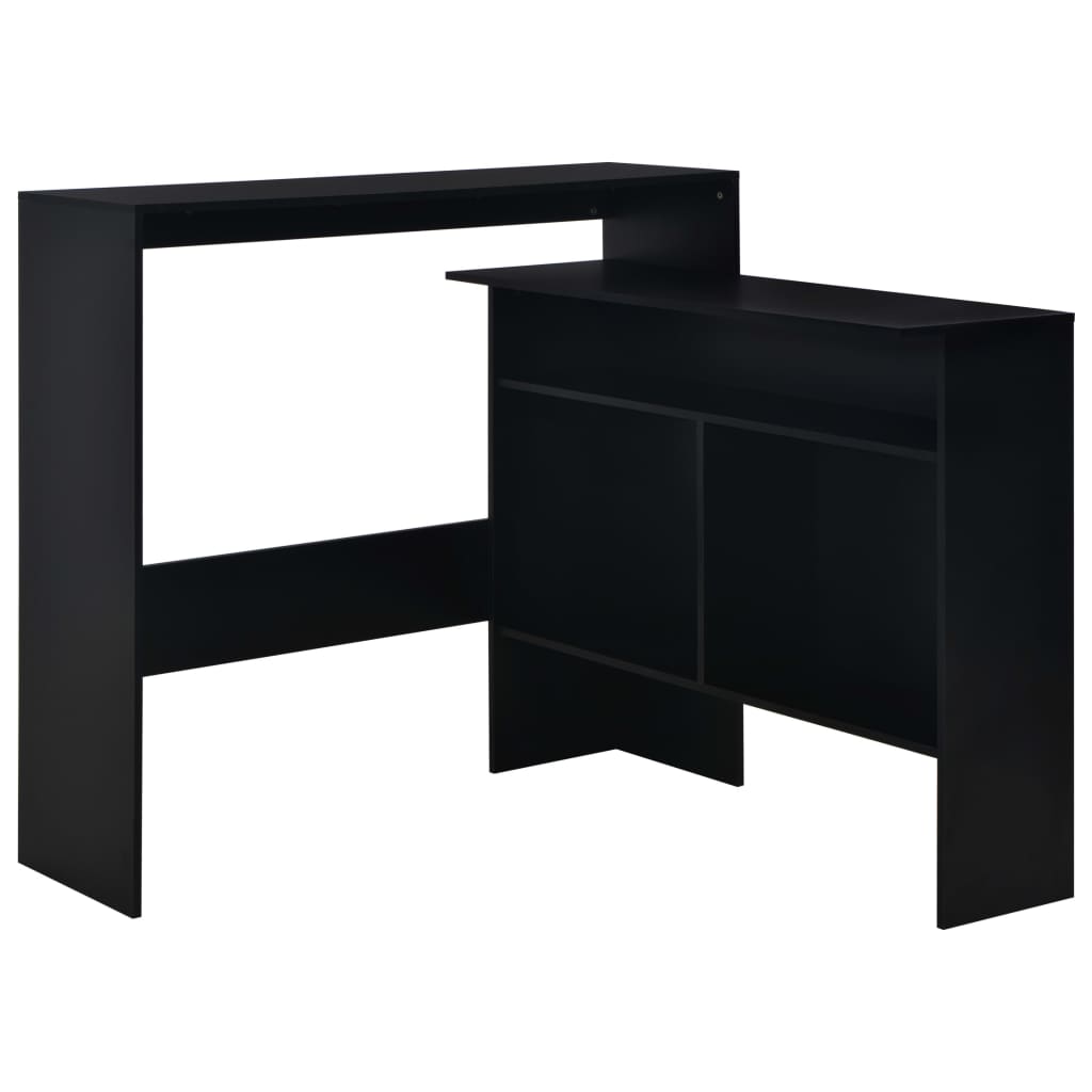 Bar table with 2 tops, black, 130x40x120 cm