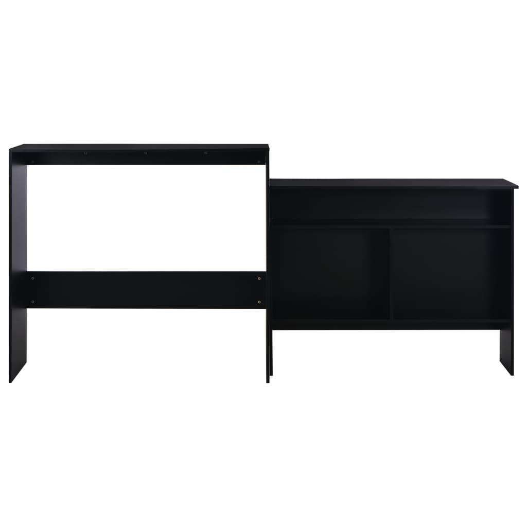 Bar table with 2 tops, black, 130x40x120 cm