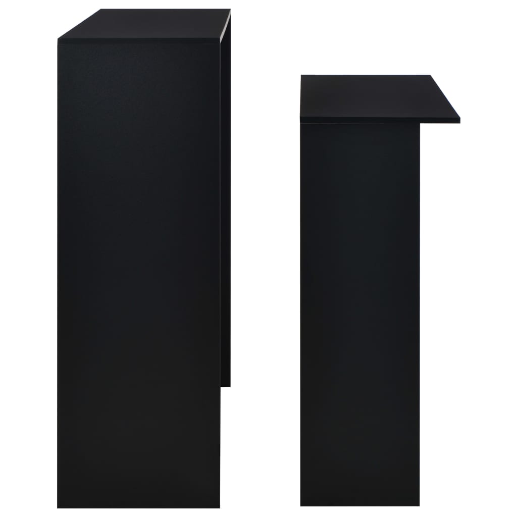 Bar table with 2 tops, black, 130x40x120 cm