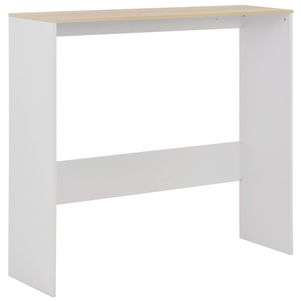 Bar table with 2 tops, white and oak, 130x40x120 cm