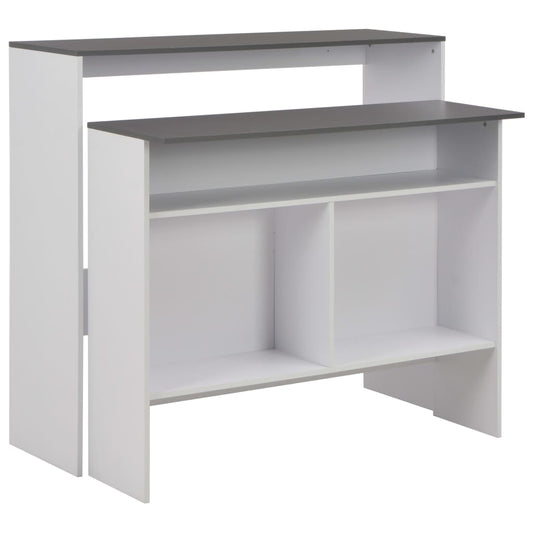 Bar table with 2 tops, white and gray, 130x40x120 cm