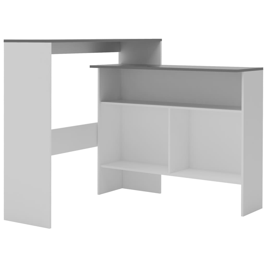 Bar table with 2 tops, white and gray, 130x40x120 cm