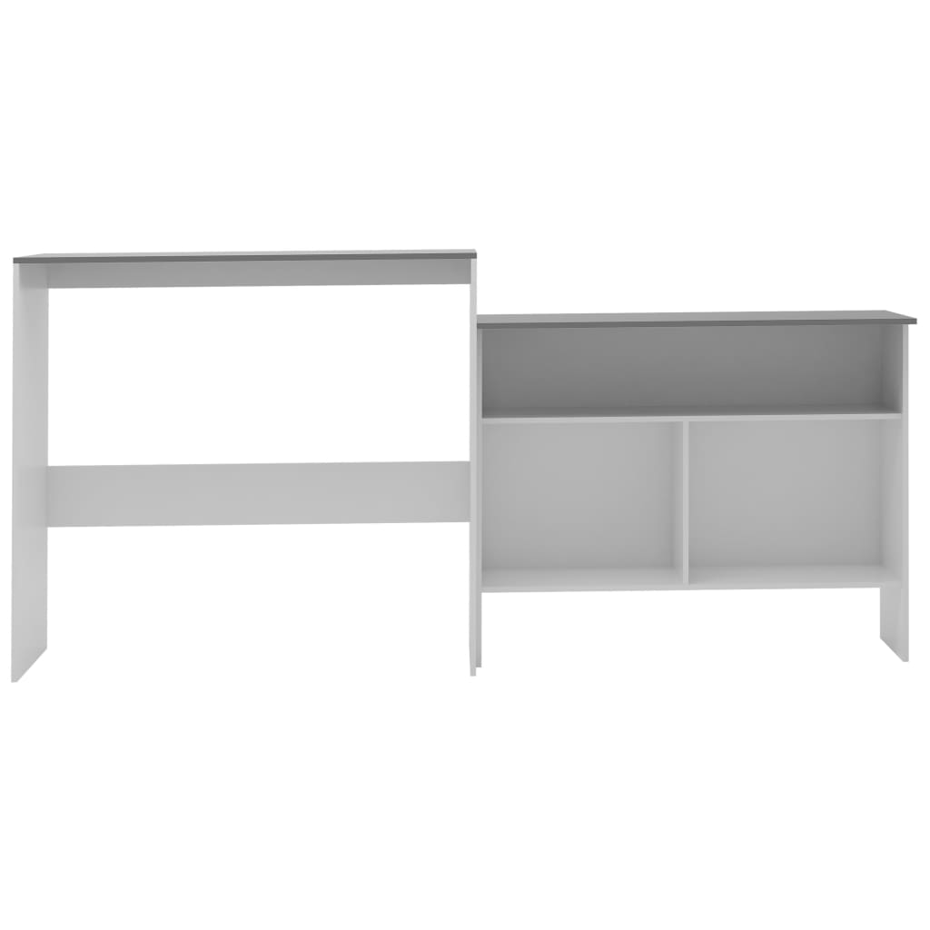 Bar table with 2 tops, white and gray, 130x40x120 cm