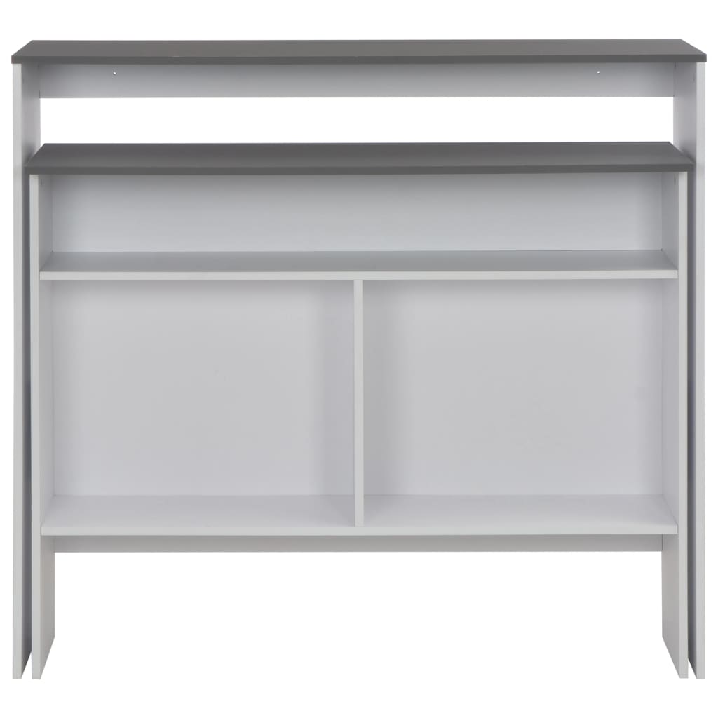 Bar table with 2 tops, white and gray, 130x40x120 cm