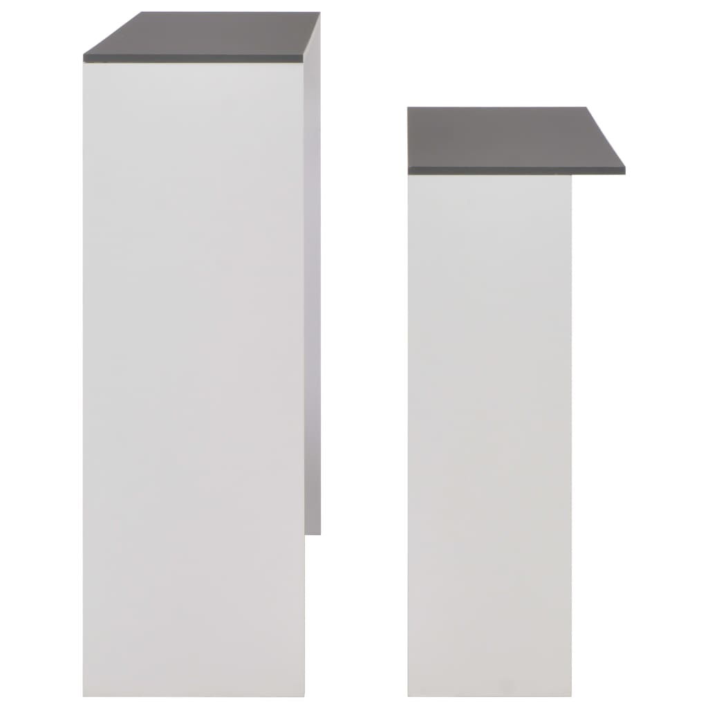 Bar table with 2 tops, white and gray, 130x40x120 cm